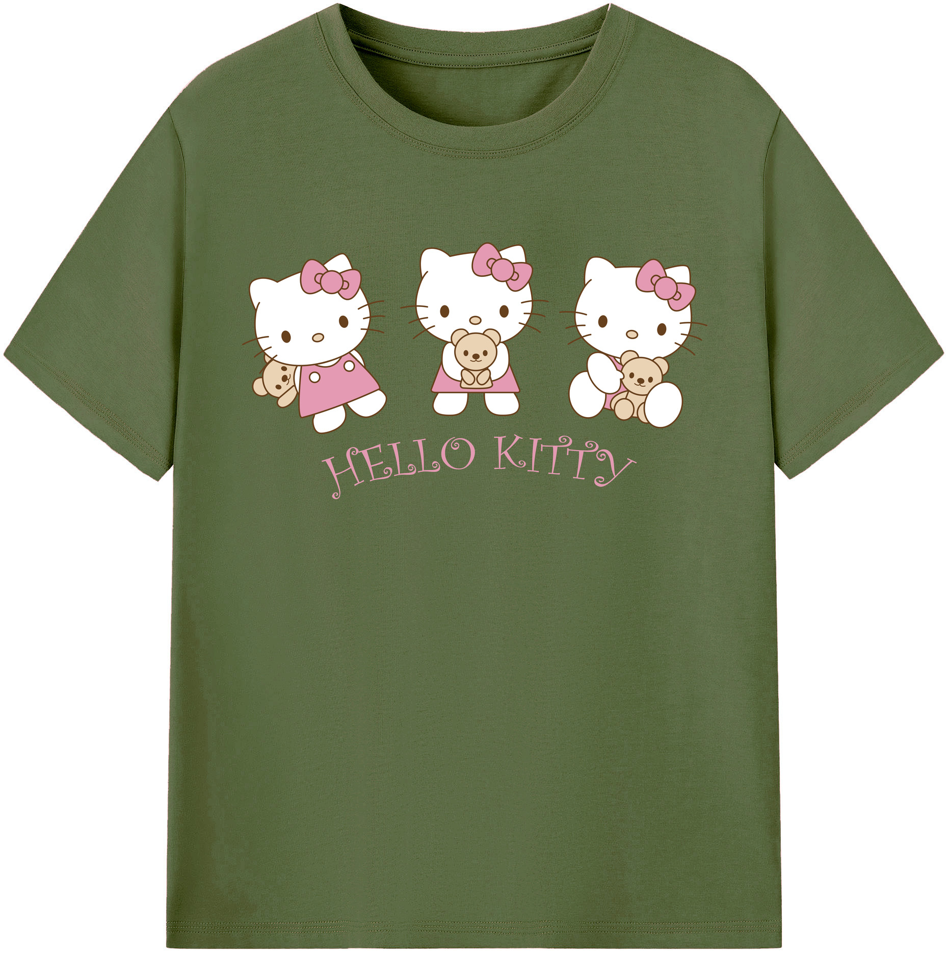 （画像用） Hello Kitty ハローキティ 綿100％半袖Tシャツ（フロントプリント）